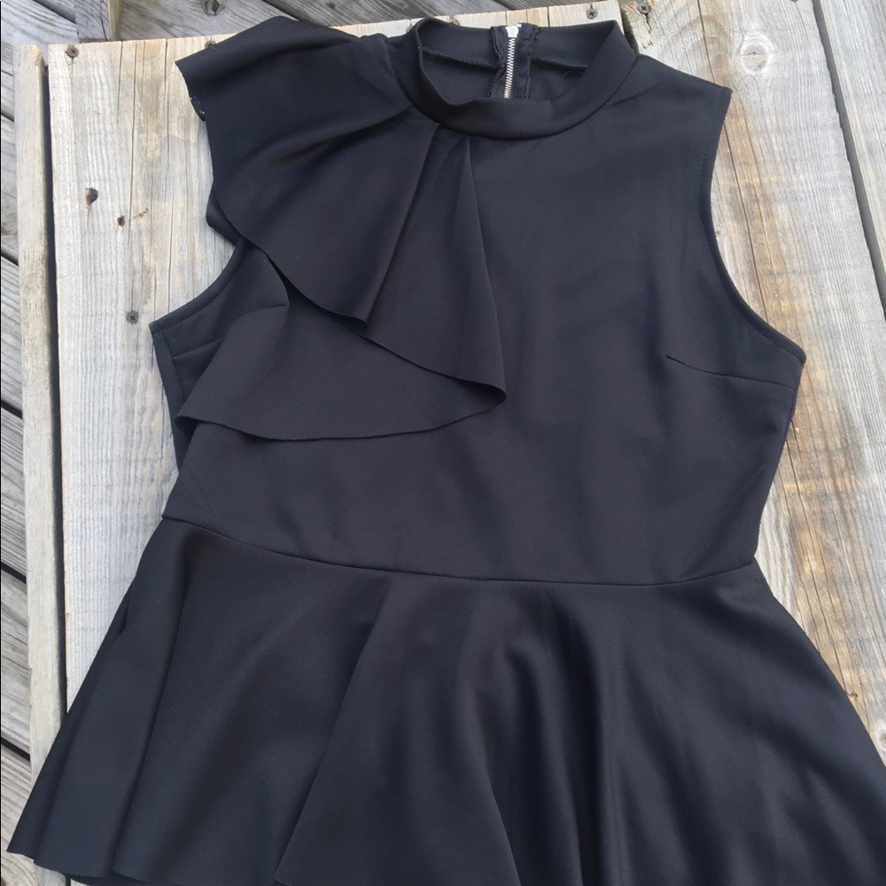 Black one arm frill blouse